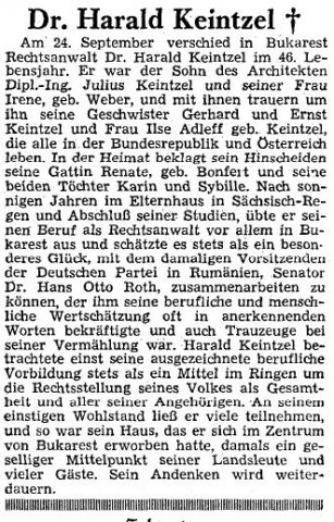 Keintzel Harald 1913-1959 Nachruf